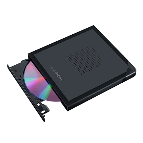 ASUS ZenDrive V1M External DVD Drive and Writer with Built-in Cable-Storage Design, USB-C Interface, Compatible with Win 11 and macOS, M-DISC Support (SDRW-08V1M-U)