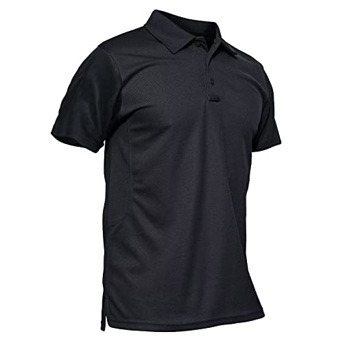 MAGCOMSEN Black Polo Shirts for Men Golf Shirts Pique Polo Shirts Short Sleeve Combat Shirt Tactical Shirt XXL
