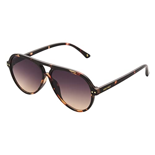 Nine West Women's Anya Aviator Sunglasses, Tortoise, 58 mm