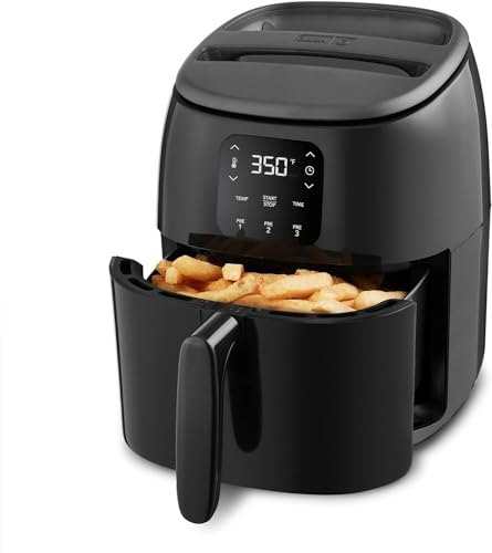 DASH Tasti-Crisp Electric Air Fryer Oven, 2.6 Qt., Black – Compact Air Fryer for Healthier Food in Minutes, Ideal for Small Spaces - Auto Shut Off, Digital, 1000-Watt