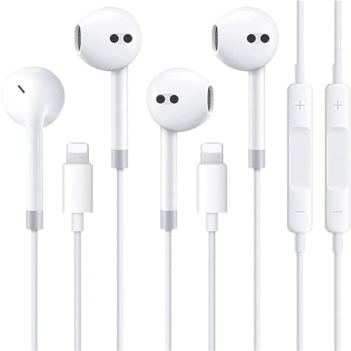 2 Pack-Apple Earbuds/iPhone Headphones/Lightning/Wired Earphones [Apple MFi Certified] Built-in Microphone & Volume Control Compatible with iPhone 14/13/12/11/8/Pro Max/X/7, Support All iOS System