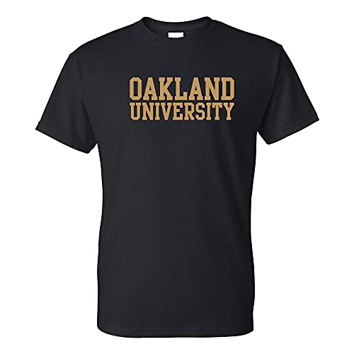 AS01 - Oakland University Golden Grizzlies Basic Block T Shirt - X-Large - Black