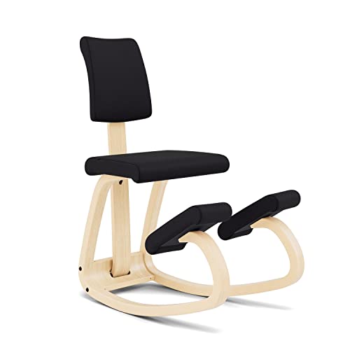 Varier Variable Plus, Kneeling Chair with Backrest, Ergonomic Office Chair, 10-Year Limited Warranty, Designed by Peter Opsvik, Natural/Black