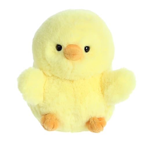 Aurora Round Rolly Pet Chickadee Chick Stuffed Animal - Adorable Companions - On-The-Go Fun - Yellow 5 Inches