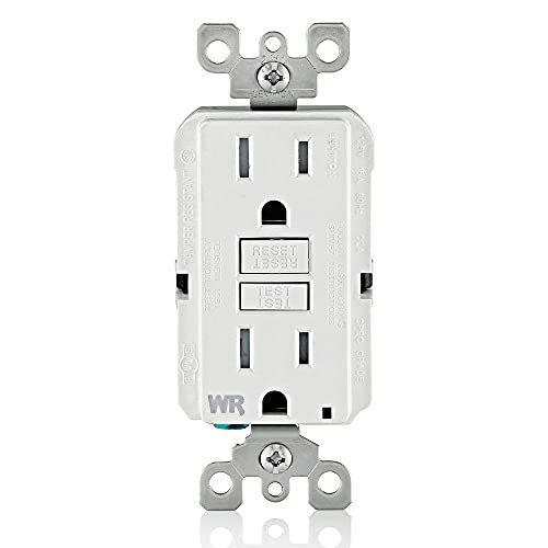 Leviton GFCI Weather-Resistant Outlet, 15 Amp, Self Test, Tamper-Resistant with LED Indicator Light, Outdoor Locations, GFWT1-W, White