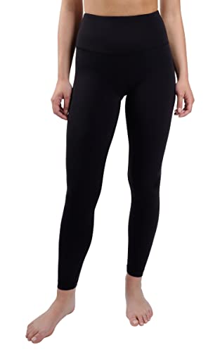 Yogalicious High Waist Ultra Soft Lightweight Leggings - High Rise Yoga Pants - Black Nude Tech 28' - Small
