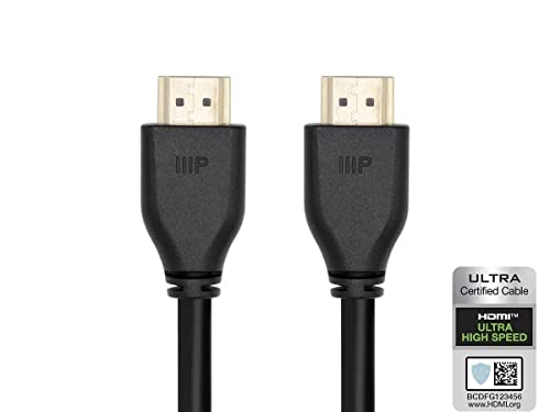 Monoprice 8K Certified Ultra High Speed HDMI Cable - HDMI 2.1, 8K@60Hz, 4K@120Hz, 48Gbps, HDR, VRR, CL2 in-Wall Rated, 25ft, Black