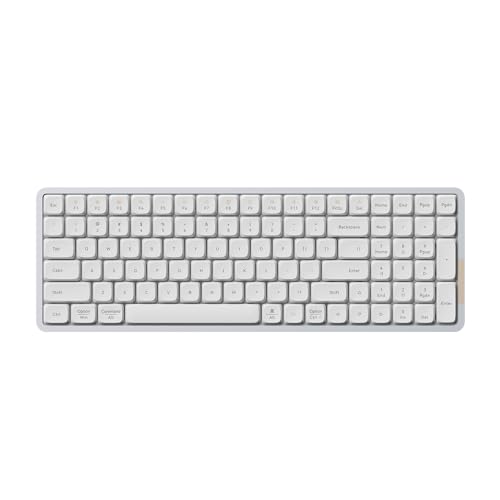 LOFREE Flow Low Profile Mechanical Keyboard, 100 Keys Rechargeable Wireless Keyboards with Bluetooth and Wired Connection for Windows, Mac OS/White Ghost Linear Switches