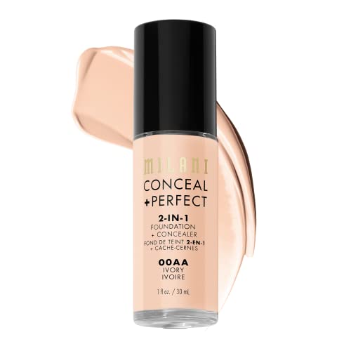 Milani Conceal + Perfect 2-in-1 Foundation + Concealer - Ivory (1 Fl. Oz.) Cruelty-Free Liquid Foundation - Cover Under-Eye Circles, Blemishes & Skin Discoloration for a Flawless Complexion