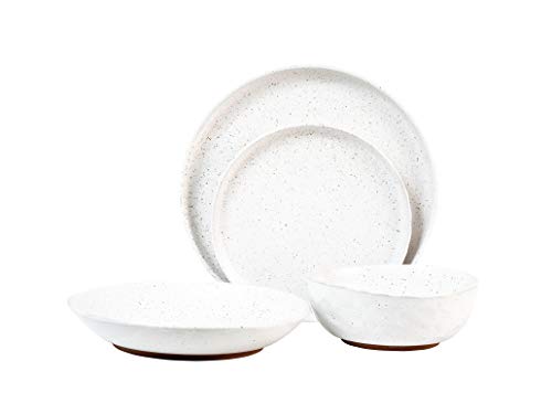 Sango Kaya 16-Piece Ceramic Dinnerware Set with Round Plates and Bowls, White