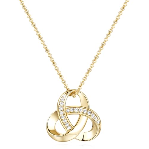 Chantel Yorke 14K Gold Plated Necklaces for Women Trendy Love Knot Infinity Necklace Pendant Necklace for Women Diamond Necklace