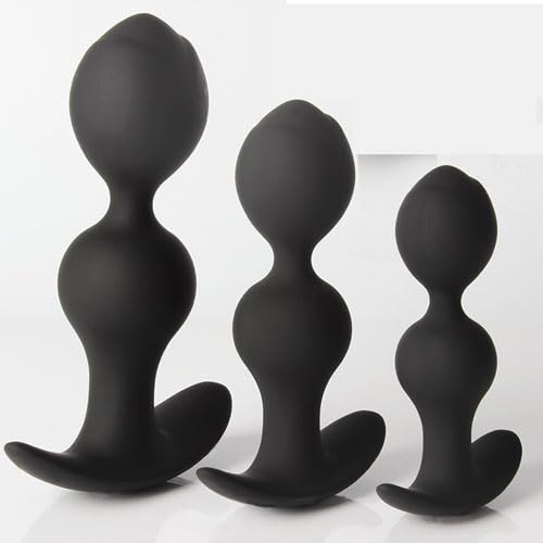 3pcs Set Extra Large Huge Silicone Training Ball Beads Plug Advanced Toy Flexible Anales Beads for Women Men Couple (A)