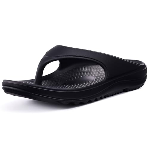 shevalues Orthopedic Sandals for Women Arch Support Recovery Flip Flops Pillow Soft Summer Beach Shoes, Black 40 (8.5-9 Women/7-7.5 Men)