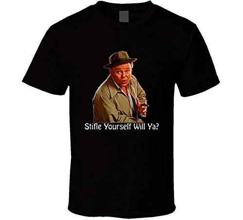 All in The Family Archie Bunker Stifle Yourself Black T Shirt XL Red