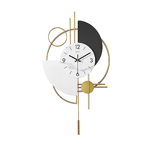 homary Modern 16.5 Inch Decorative Big Wall Clocks for Living Room, 3D Round Wall Clock,Gold Pendulum Geometric Mute Metal Digital Home Clock