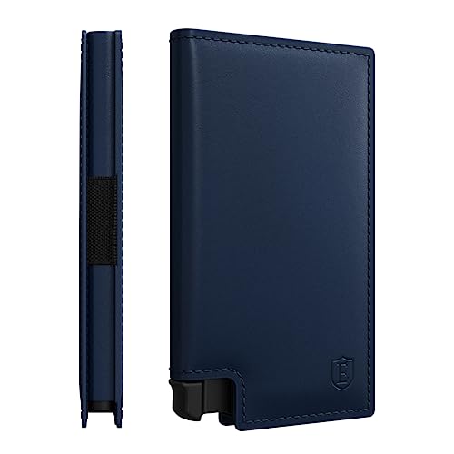 Ekster Parliament Men's Wallet | RFID Blocking Leather Minimalist Wallet | Slim Wallet for Men - Designed for Quick Card Access with Push Button (Navy)