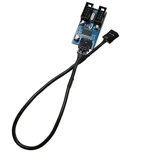 Longdex Motherboard USB 9Pin Header Female 1 to 2 Male Splitter Cable Connector Adapter with 30cm Extension Cable