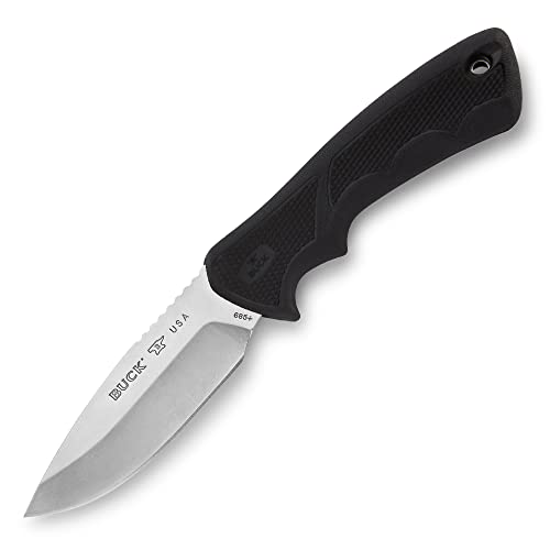 Buck Knives 685 Large BuckLite Max II Large Fixed Blade Knife, 4' 420HC Stainless Steel Blade, Dynaflex Rubber Handle with Polyester Sheath Included, Black