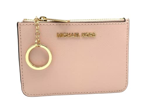 Michael Kors Jet Set Travel Small Top Zip Coin Pouch with ID Holder Saffiano Leather - Multiple Colors!!, Powder Blush, Small, Slim Wallet