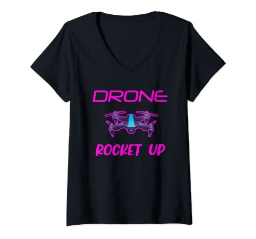 Womens Drone Rocket Up Quadcopter drones Drone Pilot UAV V-Neck T-Shirt