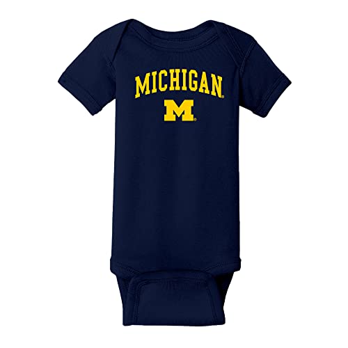 UGP Campus Apparel YC03 - Michigan Wolverines Arch Logo Creeper Infant Creeper Bodysuit - 6 Month - Navy