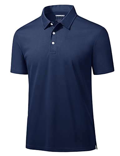 MAGCOMSEN Mens Golf Polo Shirts Short Sleeve Golf Athletic Polo Shirts Quick Dry Shirts Summer Shirts Office Shirts Work Shirts Navy