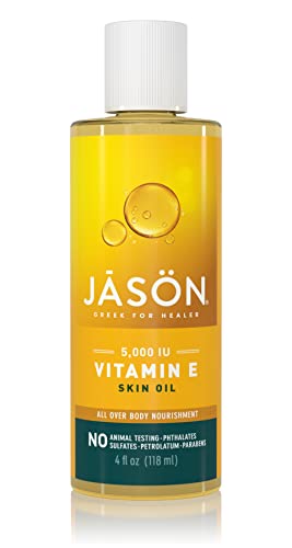 JASON Vitamin E 5,000 IU Moisturizing Body Oil, For Hair, Face, and Body, 4 Fluid Ounces