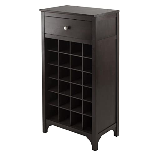 Winsome Ancona Modular 24 Bottle Wine Cabinet with Drawer 19.09W x 12.6D x 37.52H-Inches, Dark Espresso