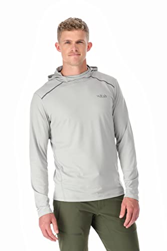 RAB Men's Force Hoody Lightweight Long-Sleeve Hooded Baselayer Shirt for Hiking, Climbing, & Trail Running - Dark Pewter - Medium