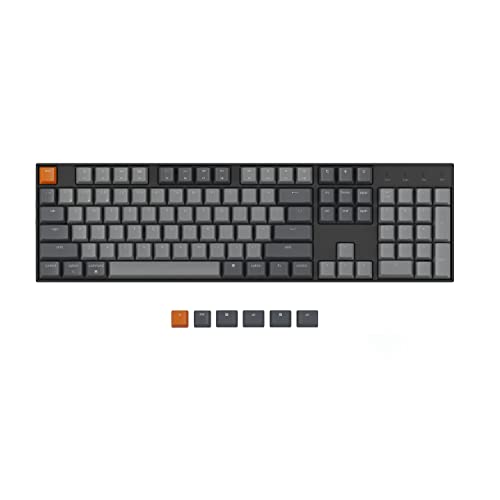 Keychron K10 Wireless Mechanical Gaming Keyboard, 104 Keys Full Size Gateron G Pro Brown Switch, White LED Backlight Rechargeable USB-C Wired Bluetooth Professional Office Keyboard for Mac/Windows