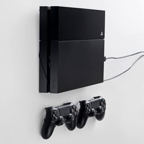 FLOATING GRIP PS4 / Playstation 4 Wall Mount System Wall Mount Hanging kit for displaying PS4 and 2X Controllers on The Wall (Bundle: Fits PS4 + 2X Controllers, Black)