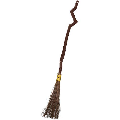 Skeleteen Witch Broomstick Costume Accessories - Realistic Wizard Flying Broom Stick Costumes Accessory for Kids and Adults Brown