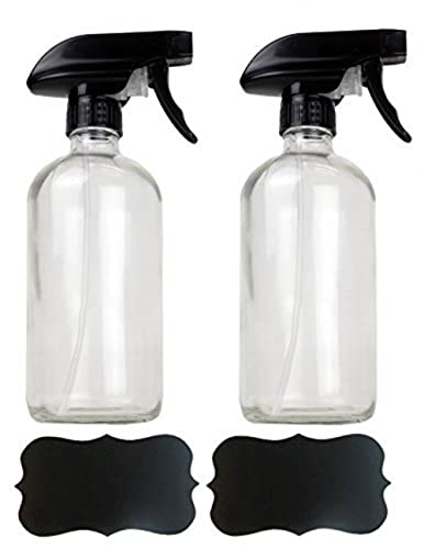 DII Chalkboard Label Refillable Glass Spray Bottle Set, 16 oz, Clear S/2
