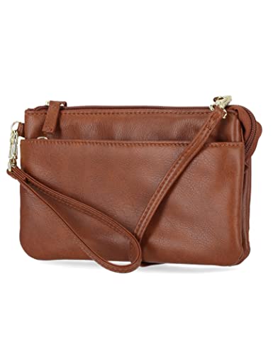 Mundi Brady Anti Theft Womens Cell Phone Crossbody wallet RFID Purse (Brown Sugar)