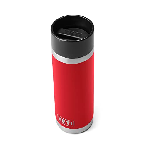 YETI Rambler 18 oz Bottle, Stainless Steel, Vacuum Insulated, with Hot Shot Cap, Rescue Red