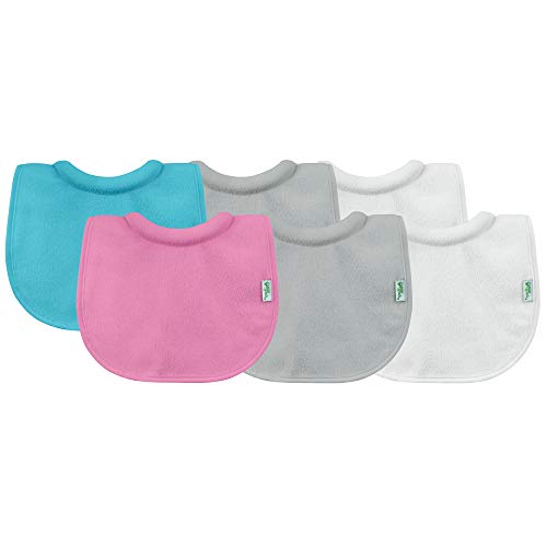 green sprouts Stay-dry Milk Catcher Bibs (3 Pack) | Collar absorbs milk to prevent rashes | Waterproof inner layer, Absorbent terry cotton, Machine washable, Pink/Aqua - 6pk