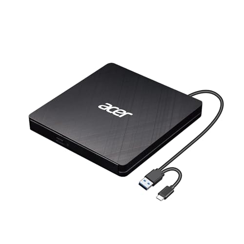 acer External CD/DVD Drive for Laptop, USB 3.0 Type-C CD DVD +/-RW Drive Burner DVD Player, External CD ROM Reader Writer Optical Drive Compatible with Laptop PC Mac MacBook Windows 11/10/8.1/7 Linux