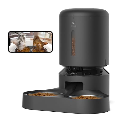 PETLIBRO Automatic Cat Feeder with Camera for Two Cats, 1080P HD Video with Night Vision, 5G WiFi Pet Feeder with 2-Way Audio for Cat & Dog, Low Food & Motion & Sound Alerts, Dual Tray, Black 5L