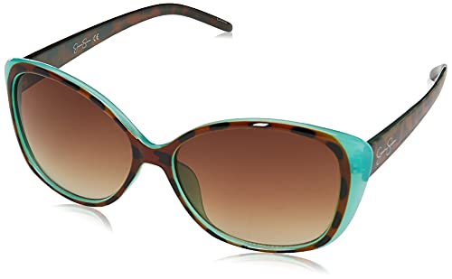 Jessica Simpson Womens J5012 Retro Cat Eye Sunglasses With Uv400 Protection. Glam Gifts For Her, 56 Mm, Animal & Blue, 56 Mm US