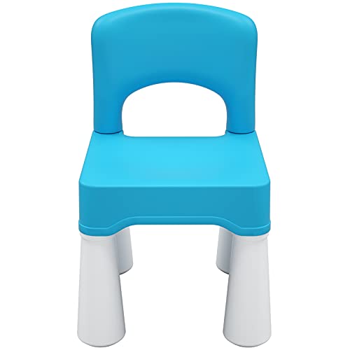 burgkidz Plastic Toddler Chair, Durable and Lightweight Kids Chair, 9.3' Height Seat, Indoor or Outdoor Use for Toddlers Boys Girls Blue