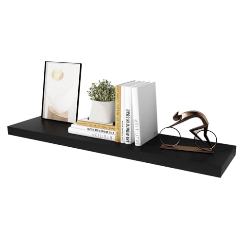 WELLAND 12' Deep Black Floating Shelves, Floating Wall Shelf, 47.24' L x 11.81' D x 2' T, Deeper Than Others, Black