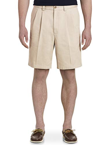 Harbor Bay by DXL Men's Big and Tall Waist-Relaxer Pleated Shorts Stone x