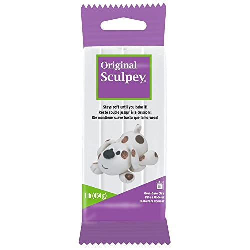 Sculpey Original  White, Non Toxic, Polymer clay, Oven Bake Clay, 1 pound great for modeling, sculpting, holiday, DIY and school projects. Great for all skill levels