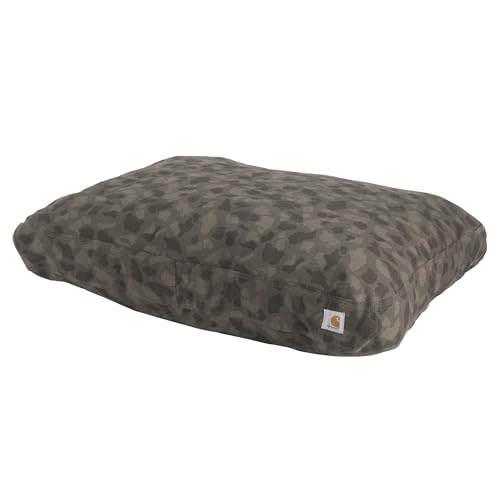 Carhartt Firm Duck Dog Bed, Durable Canvas Pet Bed with Water-Repellent Shell, Tarmac Duck Camo, Large