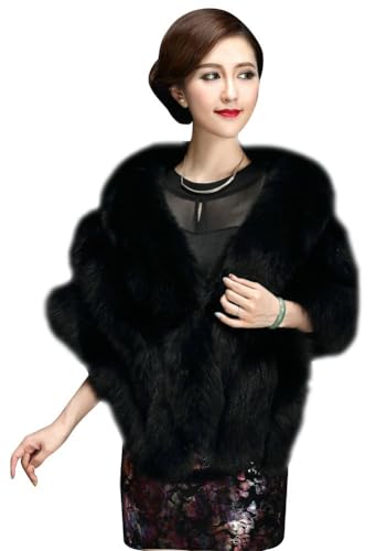 ELFJOY Luxury Faux Fur Shawl for Women Winter Fur Coat Wedding Party Fur Stole Wraps for Evening Dresses