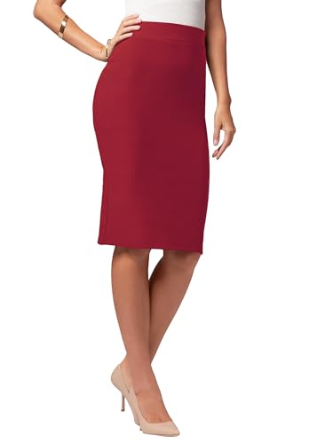 Conceited Premium Pencil Skirt for Women with Back-Slit - High Waist Midi Skirts for Women - Burgundy - XX-Large - 1160SCU-Burgundy-2X