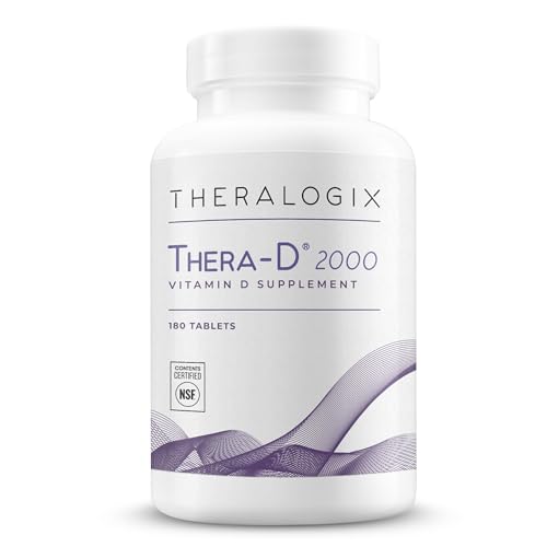 Theralogix Thera-D 2000 Vitamin D Supplement - 2,000IU (50 mcg) Vitamin D3 Tablets - 180-Day Supply - Immune Support Supplement for Women & Men - Aids Bone & Heart Health - NSF Certified - 180 Tablets