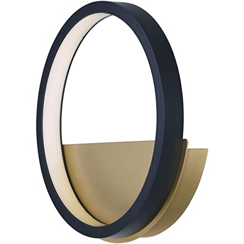 ET2 E24320-BKGLD Hoopla ADA Compliant European Classic Acrylic Ring LED Wall Sconce, 1-Light 11 Watt, 12' H x 12' W, Black/Gold