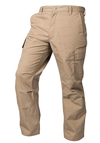 LA Police Gear Men's Core Cargo Lightweight Tactical Pants, Durable Ripstop Cargo Pants for Men, Stretch Waistband CCW Pants - Khaki - 34 X 32