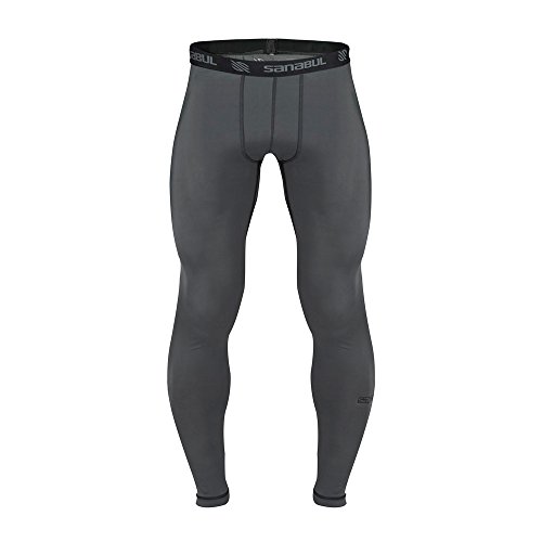 Sanabul Essential Mens Compression Pants Workout Jiu Jitsu Leggings | Athletic Tights for Men | Running Tights, Sports Gym Leggings | Men's Sports Compression Pants & Tights | Large, Steel Gray